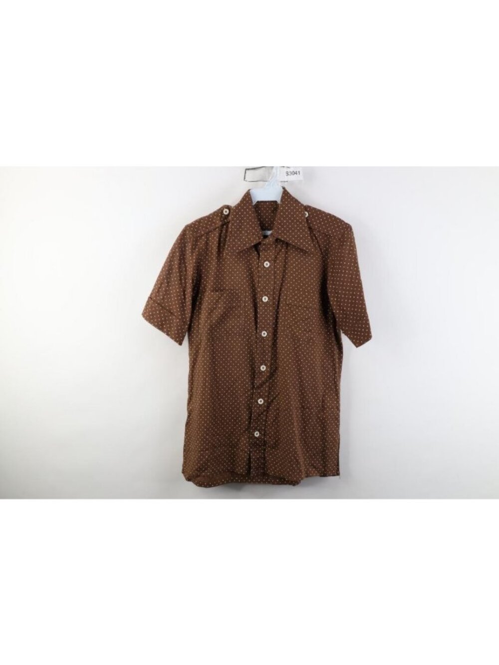 Vintage 70s Streetwear Mens Small Polka Dot Dagger Collar Knit Button Shirt USA